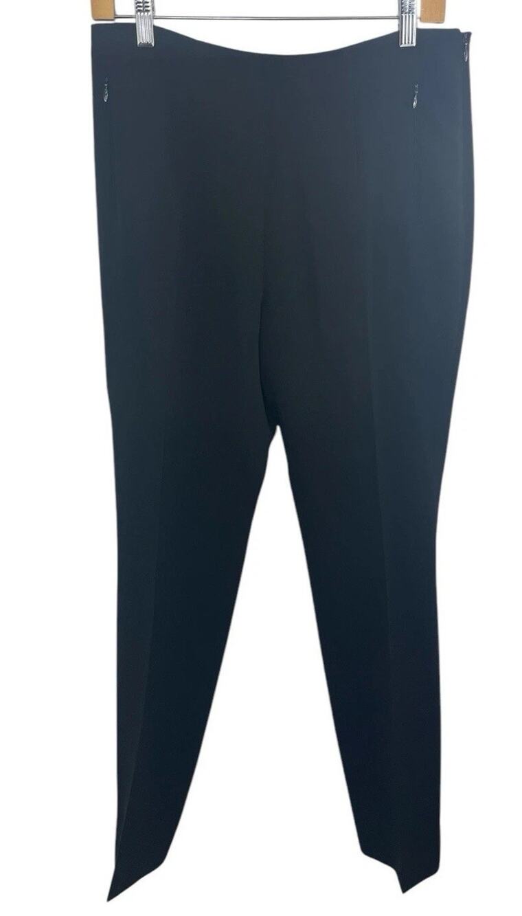 Akris Black Women's Pants 8 Wool High Rise Career Quiet Luxury Trousers Work